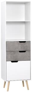 Mobile 3 Cassetti e 2 Ripiani 50x39x169,5 cm in Truciolato e Legno di Pino Grigio Bianco