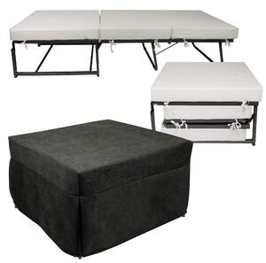 Pouf Letto Brandina con Materasso Pieghevole 78x78x47 cm Avalli Contract Grigio