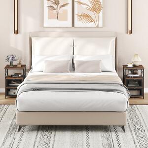 Costway Set di 2 comodino per camera da letto con 2 ante ribaltabili, Tavolino basso laterale per soggiorno e ufficio Marrone