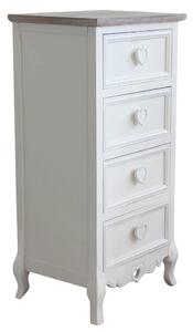 Cassettiera Cuore 4 Cassetti 44x34x90 h cm in Legno di paulownia Bianco