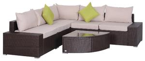 Set da Giardino Divano Angolare e Tavolino in Rattan Marrone