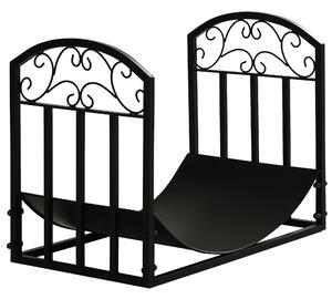Portalegna per Camino 60,5x36x46,5 cm in Metallo Nero