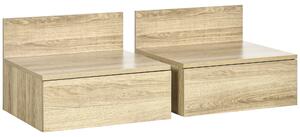 Set 2 Comodini Sospesi 43x36,5x30,5 cm in Truciolato Naturale