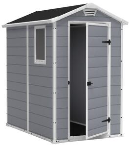 Casetta da Giardino Porta Attrezzi 130x192x198 cm in Resina Effetto Legno Keter Manor 4x6 Grigia