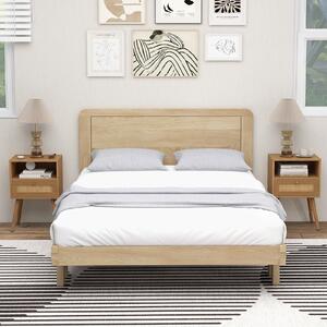 Costway Set di 2 comodini in rattan con cassetto tavolini laterali stile boho da letto, Comodini in legno per soggiorno Naturale