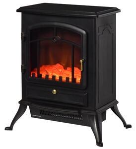 Camino Elettrico da Terra 42x28x55 cm 950/1850W Effetto Fiamma Nero