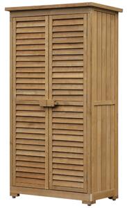 Armadio Porta Attrezzi da Giardino Impermeabile 3 Ripiani in Legno 87x46.5x160 cm