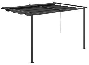 Pergola da Giardino 390x290x220 cm in Acciaio e Poliestere Grigio scuro
