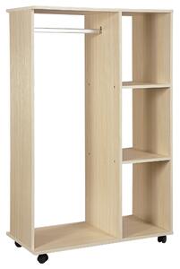 Mobile Appendiabiti 3 Ripiani 80x40x128 cm con Ruote Colore Legno