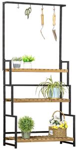Portapiante a 3 Livelli con Ganci Superiori 80x36x174 cm in Legno di Abete e Metallo