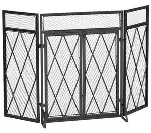 Parascintille Pieghevole con Antine 120x11,5x79 cm in Metallo Nero