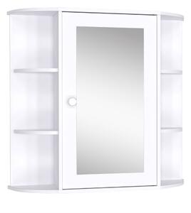 Specchiera da Bagno 1 Anta coon Mensole 66x17x63 cm in Legno Bianca