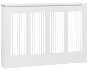 Copritermosifone a Doghe 120x18x84 cm in MDF e Acciaio Bianco
