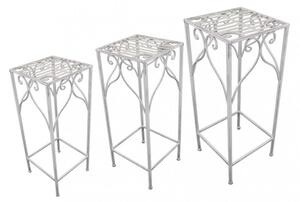 Set 3 Fioriere Vincent in Acciaio Bianco Antico
