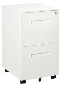 Cassettiera Schedario 2 Cassetti da Ufficio 39x48x67 cm in Acciaio Bianco