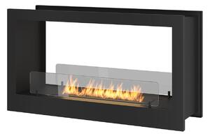 Camino a Bioetanolo da Incasso 90x50 cm Bifacciale 2 Side 900 Nero con Vetro