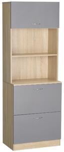 Madia Credenza per Cucina 2 Cassetti e Armadietto 60x38x168 cm in Legno Grigio