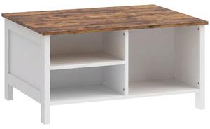 Cassapanca Contenitore 80x60x40 cm con Coperchio Sollevabile in Pannello Truciolare e Metallo Marrone Rustico