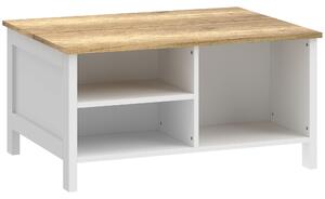 Cassapanca Contenitore 80x60x40 cm con Coperchio Sollevabile in Pannello Truciolare e Metallo Effetto Legno Naturale