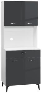 Credenza 70x42x177 cm in Legno truciolare Grigio e Bianco