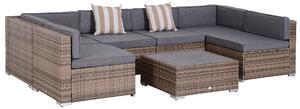 Set da Giardino Divano Modulabile e Tavolino in Rattan Grigio