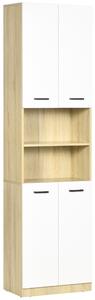 Mobile Bagno 4 ante 2 Ripiani 53x33,5x195,7 cm in Truciolato Bianco