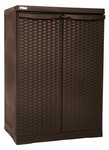 TRIOPLAST Armadietto da Esterno / Balcone in Plastica 2 ante 2 ripiani Dimensioni 65x45x91 cm colore WENGE