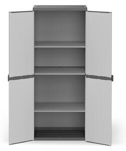 Armadio da Esterno 68x40x165 cm 2 Ante 4 Ripiani in Resina Grigio