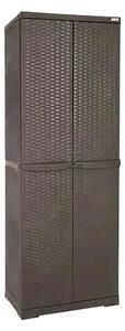 TRIOPLAST Armadio da Esterno / Balcone in Plastica 2 ante 4 ripiani Dimensioni 65x45x178 cm colore Wenge