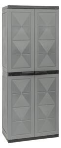 TRIOPLAST Armadio da Esterno Portascope in Plastica 2 ante 3 ripiani Dimensioni 65x37x165 cm colore Grigio - Basic Line