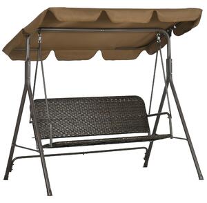 Dondolo da Giardino 3 Posti 167x112x153 cm in Rattan PE e Acciaio Marrone
