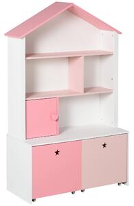 Libreria Scaffale Portagiochi per Cameretta 80x34x130 cm Rosa