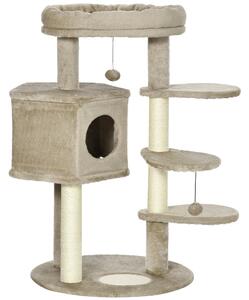 Albero Tiragraffi per Gatti 55x55x94 cm con Pali in Sisal Marrone