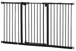 Cancelletto di Sicurezza per Animali Domestici 74-152,3 cm in Metallo Nero