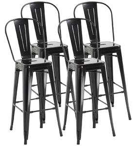 Set 4 Sgabelli 44x53x116 cm in Metallo Neri