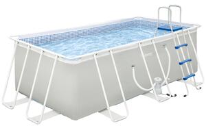 Piscina Fuori Terra Rettangolare 440x240x122 cm in PVC e Acciaio Grigio chiaro