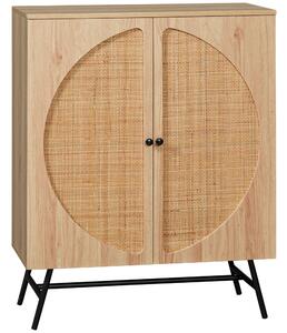 Credenza 80x39x101,8 cm in Legno e Rattan Naturale
