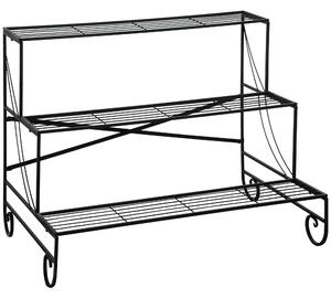 Portapiante 3 Ripiani 95x 63x 72 cm in Ferro Battuto Nero