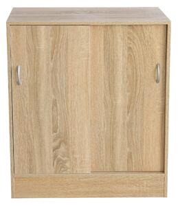 Mobiile 2 Ante Scorrevoli 3 Ripiani 60x30x71 cm in PB e Carta Sonoma