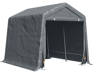 Tendone Garage per Auto Attrezzi 280x240x240 cm in Metallo e Tessuto Polietilene Grigio