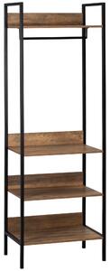 Appendiabiti da Terra con 4 Ripiani 60x40x180 cm in Truciolato e Acciaio Marrone