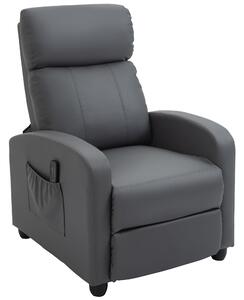 Poltrona Relax Massaggiante 68x88x98 cm con Telecomando in Similpelle Grigio