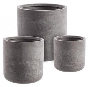 Set 3 Vasi Cemento Cilindro Grigio