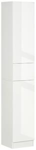 Colonna Bagno 1 Cassetto 2 Armadietti 30x28x170 cm in Legno truciolare e MDF Bianco Lucido