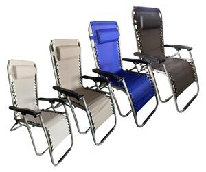 LIF Sdraio da Giardino con Poggiatesta in Acciaio/Textilene Dimensioni 177 x 65 x 113 cm colore Blu greco - PROCIDA