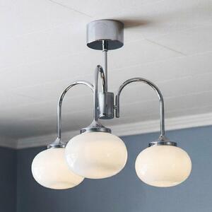 PR Home Lampadario Elsy, bianco/cromo, a 3 luci, 48 cm, vetro, con spina Elsy, Bianco / Opale, Corridoio, Metallo, Scandinavo