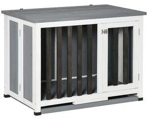 Gabbia Pieghevole per Cani Max 15 Kg 84,5x51,4x61 cm in Legno Bianco e Grigio