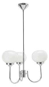 PR Home Lampada a sospensione Elsy, bianco/cromo, 3 luci, 36 cm, vetro, con spina Elsy, Bianco / Opale, Soggiorno / Sala da pranzo, Metallo, Scandinavo, Lampada a sospensione