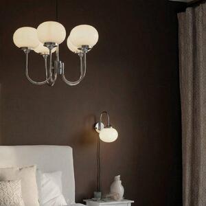 PR Home Lampada a sospensione Elsy, bianco/cromo, 5 luci, 36 cm, vetro, con spina Elsy, Bianco / Opale, Soggiorno / Sala da pranzo, Metallo, Scandinavo, Lampada a sospensione