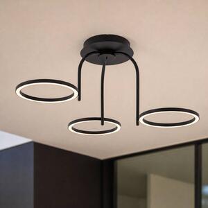 Plafoniera LED da esterni Lucande Sylvara, nera, CCT, a 3 luci Sylvara Lucande, dimmerabile, Nero, Metallo, Design, Plafoniera